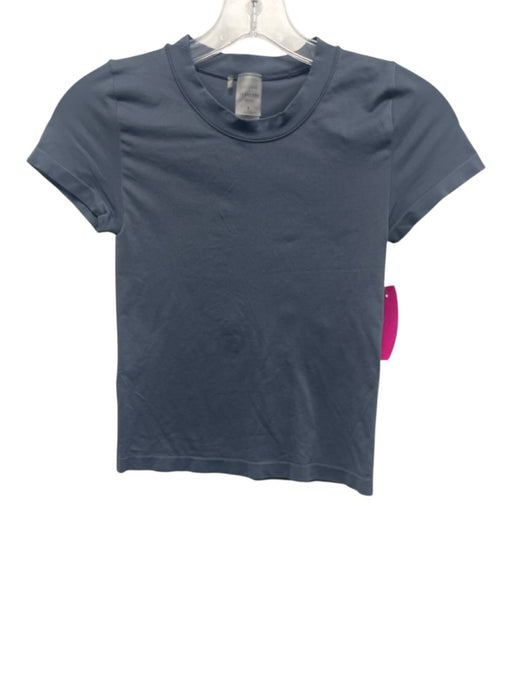 Aritzia Size S Gray Nylon Short Sleeve Solid Crew Neck Top Gray / S