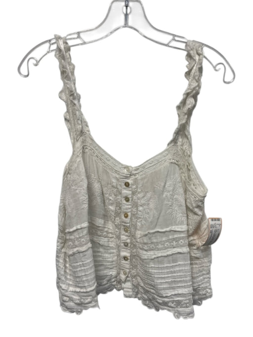 Loveshackfancy Size XS White Cotton Button Down Sleeveless Tank Embroidered Top White / XS