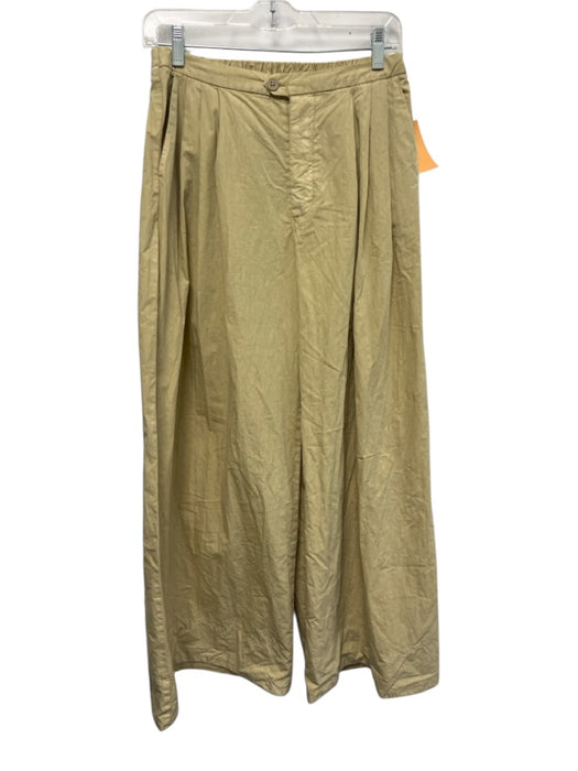 Free People Size XS Yellow Tan Cotton Blend Pockets Pleated Wide Leg Pants Yellow Tan / XS