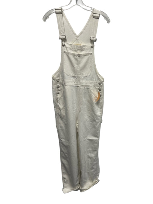 Madewell Size S Cream White Cotton Denim Straight Leg loose fit Overalls Cream White / S