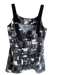 Go > Go Silk Size S Grey & Black 100% Silk Buckle Detail Square Print V Neck Top Grey & Black / S