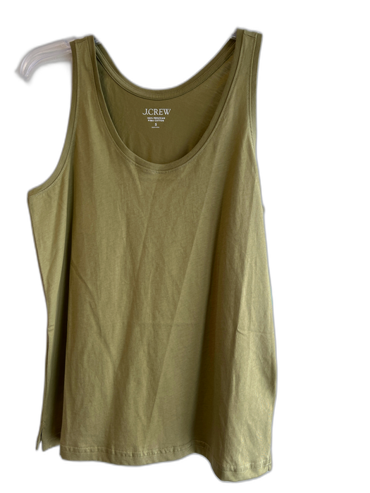 J Crew Size S Green Cotton Sleeveless solid color Scoop Neck Tank Top Top Green / S