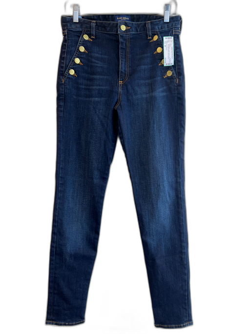 Ramy Brook Size 28 Dark Wash Cotton Denim High Rise Zip Fly Sailor Buttons Jeans Dark Wash / 28