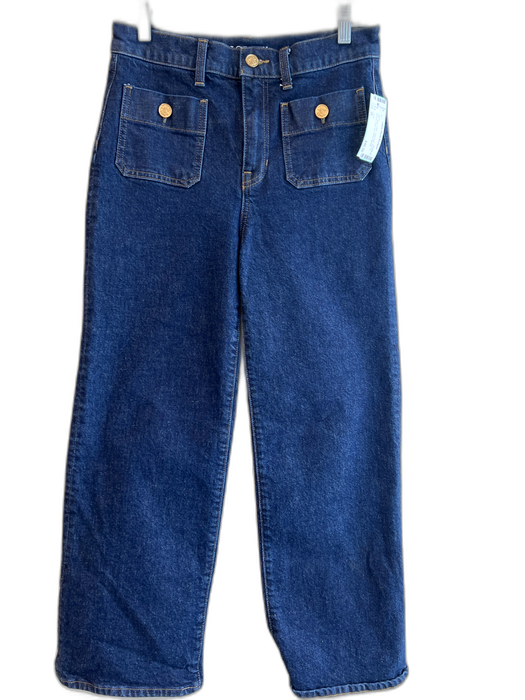 J Crew Size 26 Dark Wash Cotton High Rise Zip Fly Pockets Wide Leg Jeans Dark Wash / 26