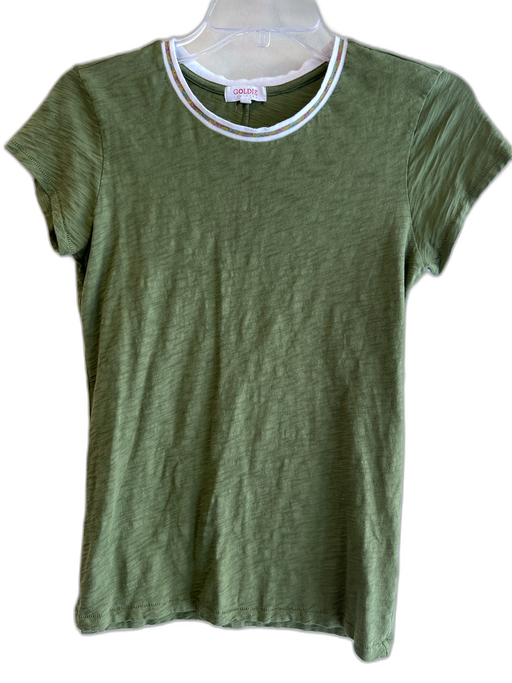 Goldie Size S Green Prima Cotton Short Sleeve solid color Round Neck T Shirt Top Green / S