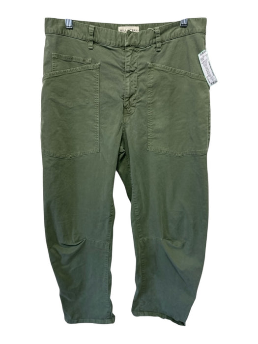 Nili Lotan Size 6 Army Green Cotton Blend Patch Pocket Belt Loops Pants Army Green / 6