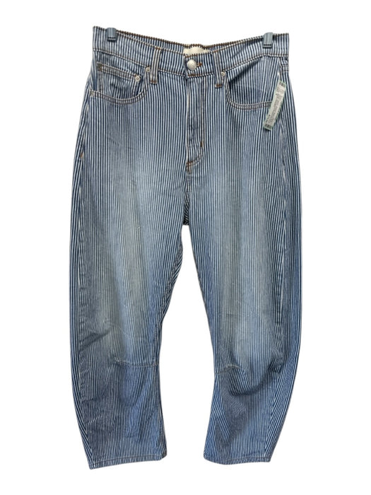 Road to Nowhere Size 6 Medium Wash & White Cotton Denim Pinstripe Jeans Medium Wash & White / 6