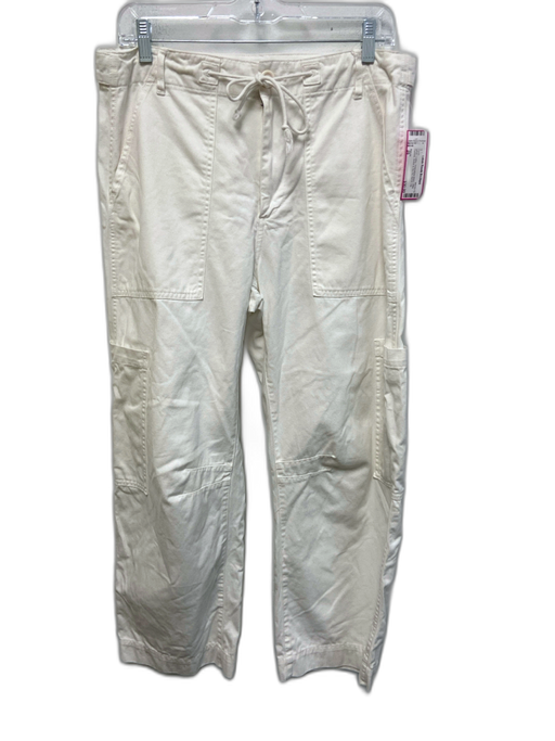 Pistola Size 28 White Cotton Drawstring Waist Utility Pockets Barrel Leg Pants White / 28