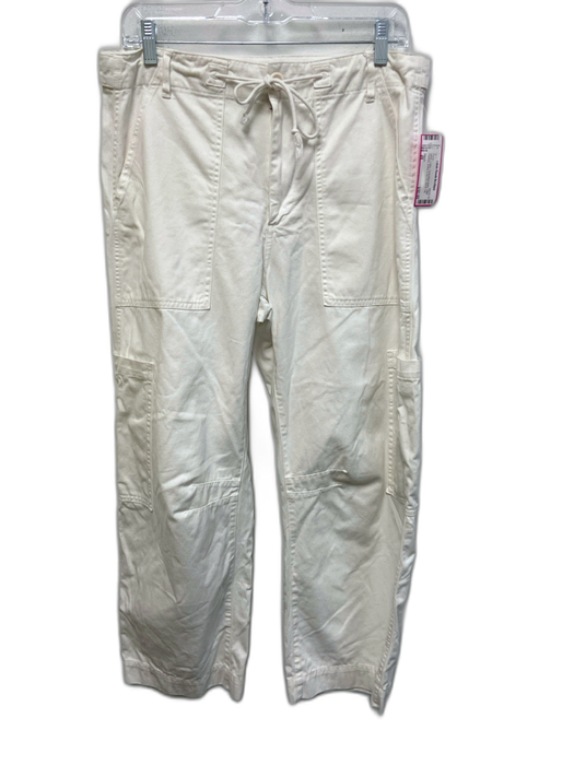 Pistola Size 28 White Cotton Drawstring Waist Utility Pockets Barrel Leg Pants White / 28