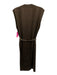 Megan Huntz Size S Brown Silk Sleeveless Button V Neck Side Slits Dress Brown / S