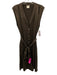 Megan Huntz Size S Brown Silk Sleeveless Button V Neck Side Slits Dress Brown / S
