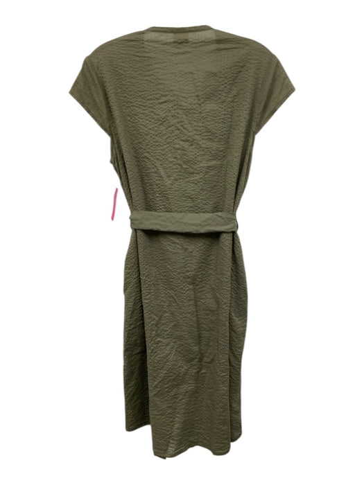 Megan Huntz Size M Army Green Cotton Seersucker Cap Sleeve Button Front Dress Army Green / M