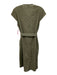 Megan Huntz Size M Army Green Cotton Seersucker Cap Sleeve Button Front Dress Army Green / M