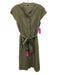 Megan Huntz Size M Army Green Cotton Seersucker Cap Sleeve Button Front Dress Army Green / M
