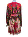 La Fuori Size M Red, Pink & Multi Silk Floral Long Balloon Sleeve Dress Red, Pink & Multi / M