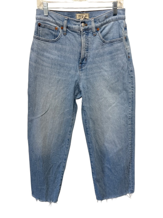Madewell Size 28 Medium light wash Cotton Blend Denim Raw Hem Wide Crop Jeans Medium light wash / 28