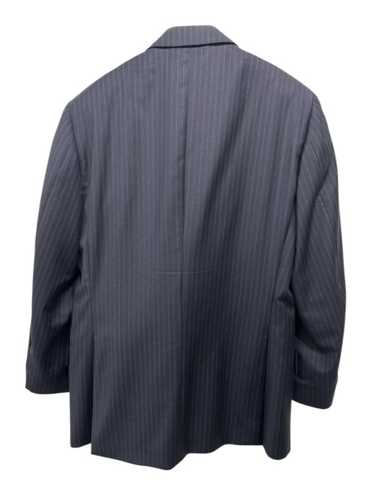 Burberry London Navy Blue & White Wool Striped 2 Button Men's Suit Navy Blue & White / 48R