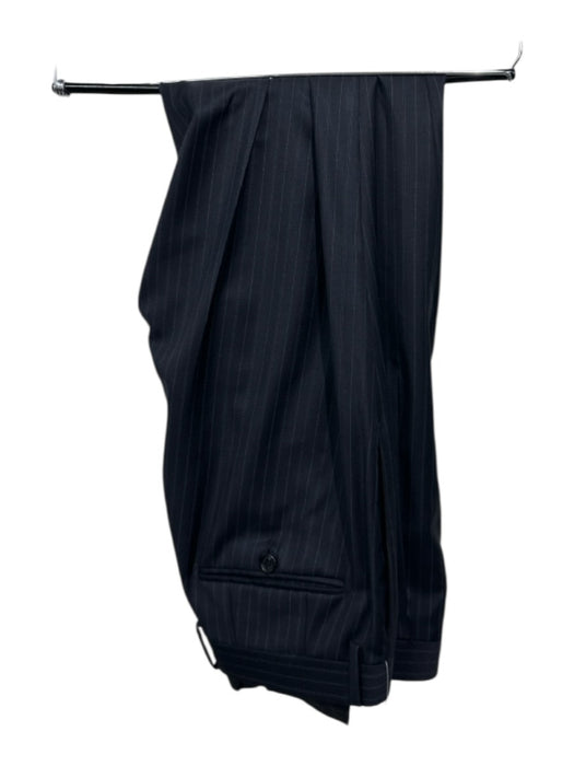 Burberry London Navy Blue & White Wool Striped 2 Button Men's Suit Navy Blue & White / 48R