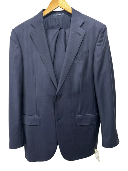 Ermenegildo Zegna Navy Blue Wool Grid 2 Button Men's Suit Navy Blue / 48R