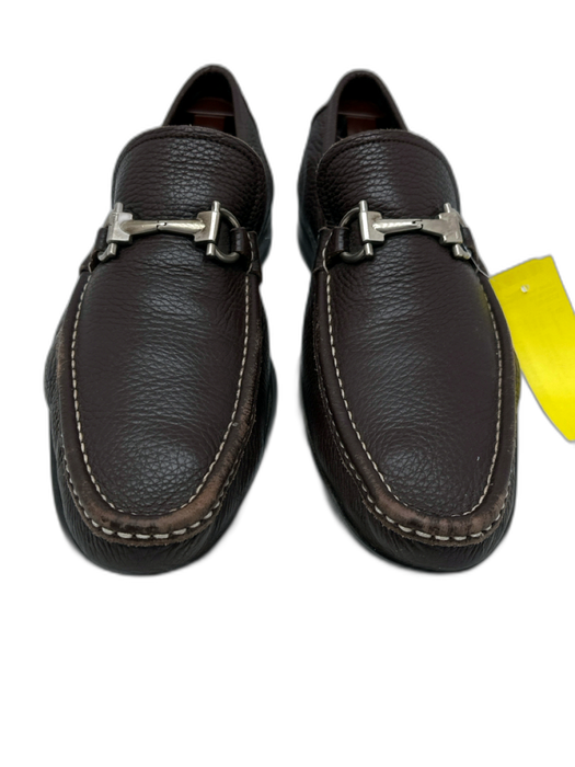 Ferragamo Shoe Size 8 Dark Brown Leather Pebbled Dress Men's Shoes Dark Brown / 8