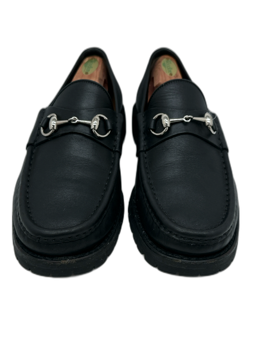 Gucci Shoe Size 8 Black Leather Solid Stacked Heel Dress Men's Shoes Black / 8