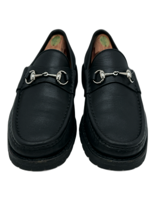 Gucci Shoe Size 8 Black Leather Solid Stacked Heel Dress Men's Shoes Black / 8