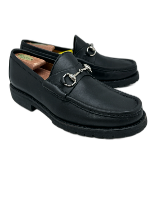 Gucci Shoe Size 8 Black Leather Solid Stacked Heel Dress Men's Shoes Black / 8