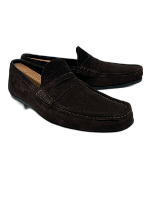 Ferragamo Shoe Size 8 Dark Brown Suede Solid Dress Men's Shoes Dark Brown / 8