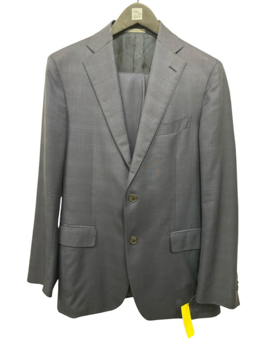 Ferragamo Navy Blue Wool Solid 2 Button Men's Suit Navy Blue / 48