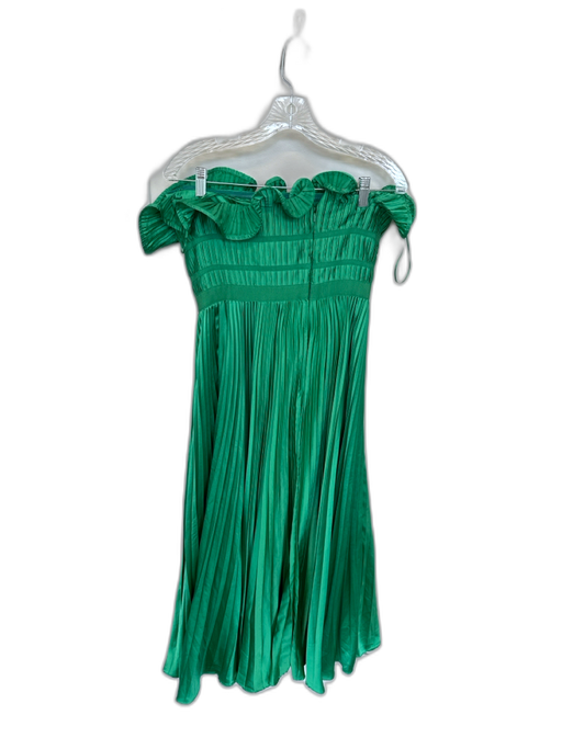 AMUR Size 6 Green Strapless Pleated Ruffles Gown Green / 6