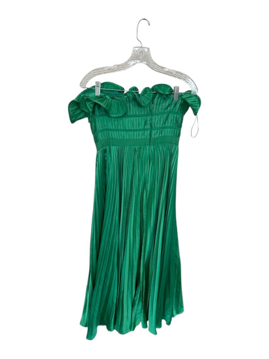AMUR Size 6 Green Strapless Pleated Ruffles Gown Green / 6