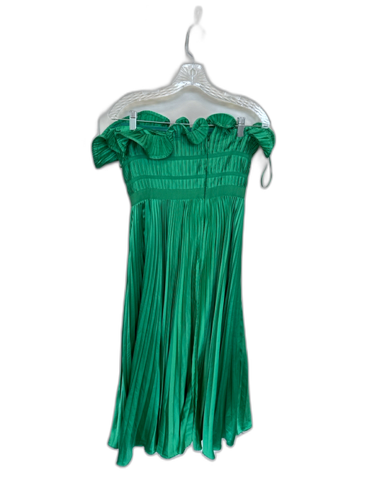 AMUR Size 6 Green Strapless Pleated Ruffles Gown Green / 6