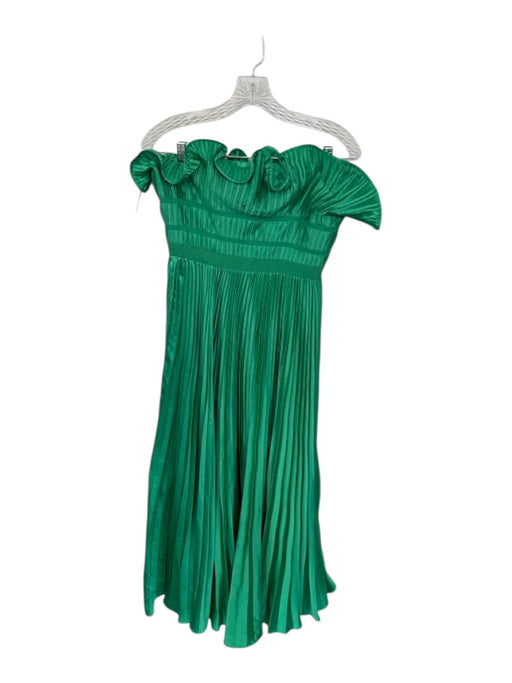 AMUR Size 6 Green Strapless Pleated Ruffles Gown — Labels Resale Boutique