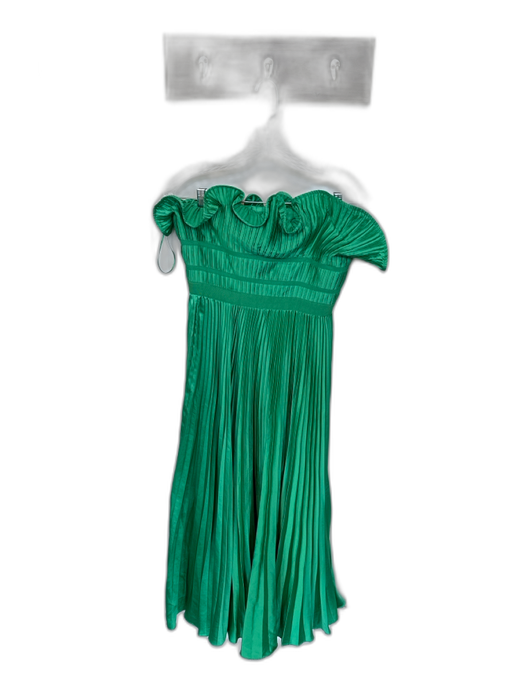 AMUR Size 6 Green Strapless Pleated Ruffles Gown Green / 6