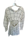Staud Size L Cream & Black Cotton Long Sleeve Grid Open Back Dress Cream & Black / L
