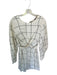 Staud Size L Cream & Black Cotton Long Sleeve Grid Open Back Dress Cream & Black / L