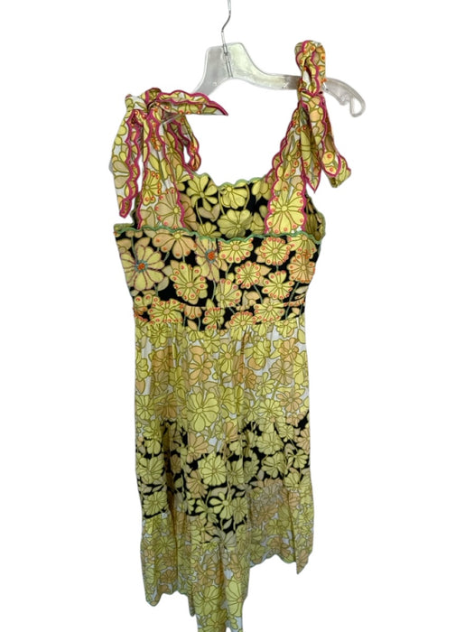 Celia B Size S Yellow & Orange Cotton Tie Straps Flowers Beaded Detail Dress Yellow & Orange / S