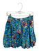 Cleobella Size L Teal & Yellow Cotton Elastic Waist Flowers Bubble Hem Skirt Teal & Yellow / L