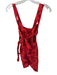 Free People Size L Red & Burgundy Cotton Mini Tie Back Ruffle Accent Dress Red & Burgundy / L