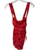 Free People Size L Red & Burgundy Cotton Mini Tie Back Ruffle Accent Dress Red & Burgundy / L