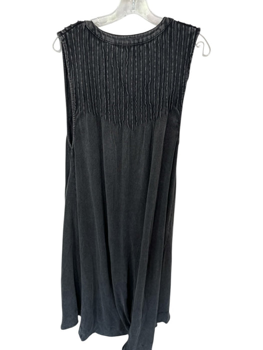 Free People Size XS Black Cotton Maxi Pleated Detail Button Up Sleeveless Dress Black / XS