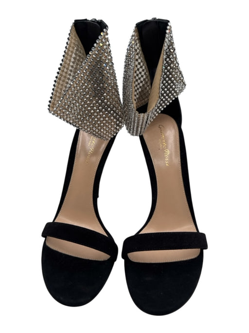Gianvito Rossi Shoe Size 38 Black Leather Stiletto Open Toe Zip Close Heels Black / 38