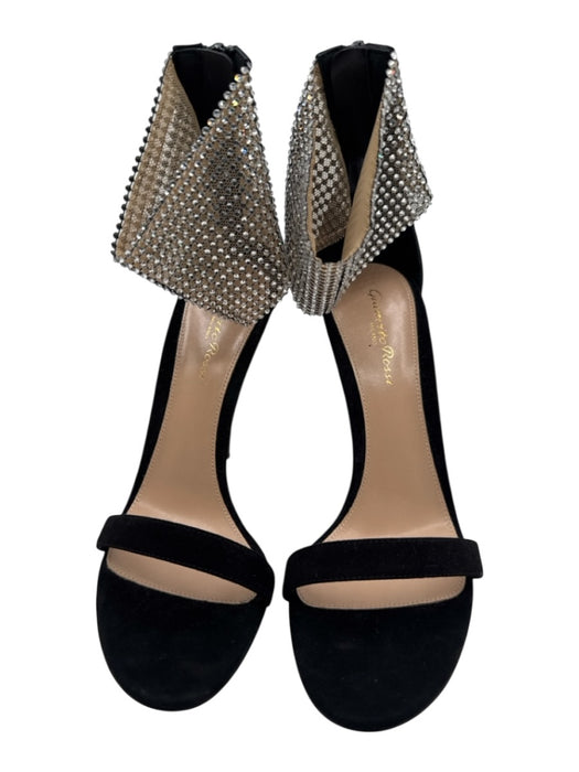 Gianvito Rossi Shoe Size 38 Black Leather Stiletto Open Toe Zip Close Heels Black / 38