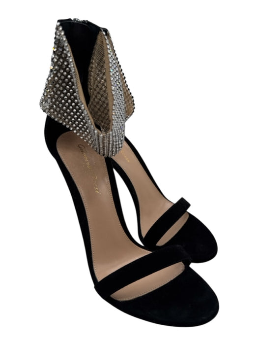 Gianvito Rossi Shoe Size 38 Black Leather Stiletto Open Toe Zip Close Heels Black / 38