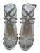 Christian Louboutin Shoe Size 39 Silver Leather & Textile open toe Glitter Heels Silver / 39