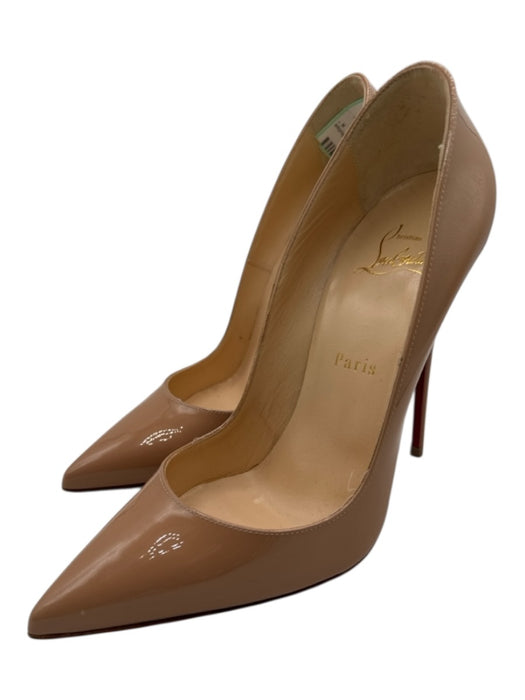 Christian Louboutin Shoe Size 38 Tan Leather Pointed Toe Patent Stiletto Heels Tan / 38