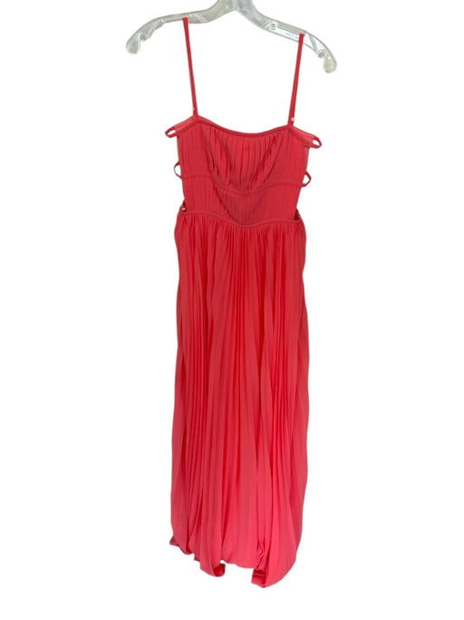 Fame & Partners Size 0 coral Polyester Pleats Side Cut Outs Tie Back Maxi Gown coral / 0