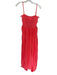Fame & Partners Size 0 coral Polyester Pleats Side Cut Outs Tie Back Maxi Gown coral / 0