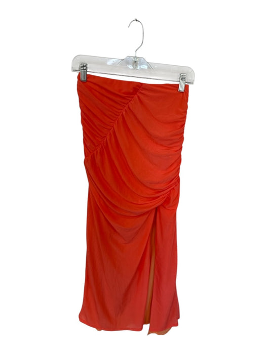 Simon Miller Size S Orange Elastic Waist Gathered High Slit Maxi Skirt Orange / S