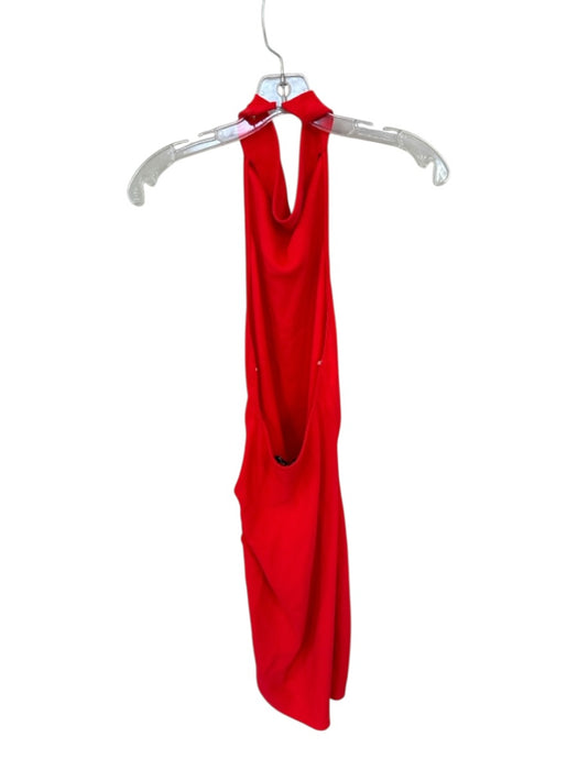 Amanda Uprichard Size XS Neon Red Polyester Halter Neck Gathered Side Dress Neon Red / XS